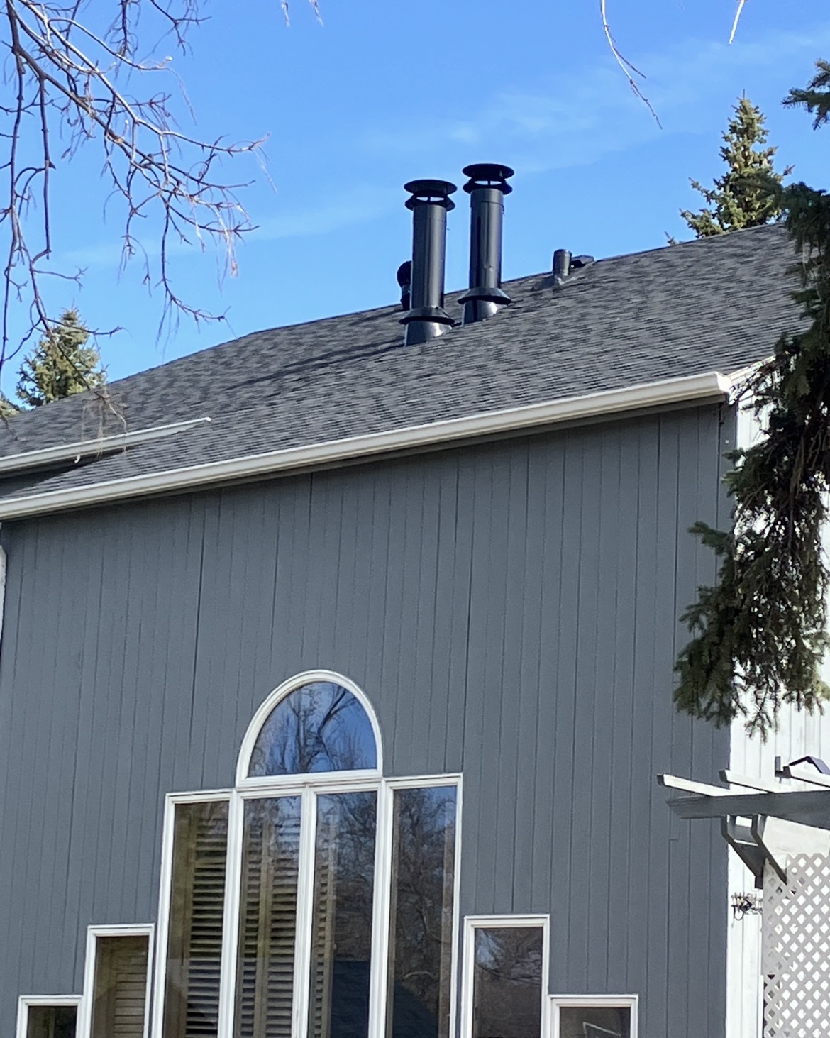 Completed roof vent and chimney wall project