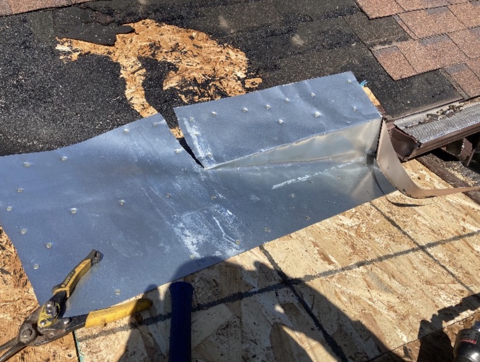 Small roof repair metal work