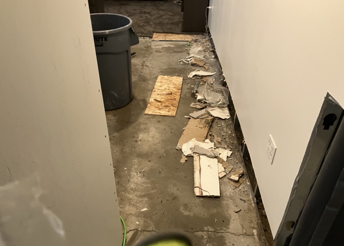 Water-damage area cleaned